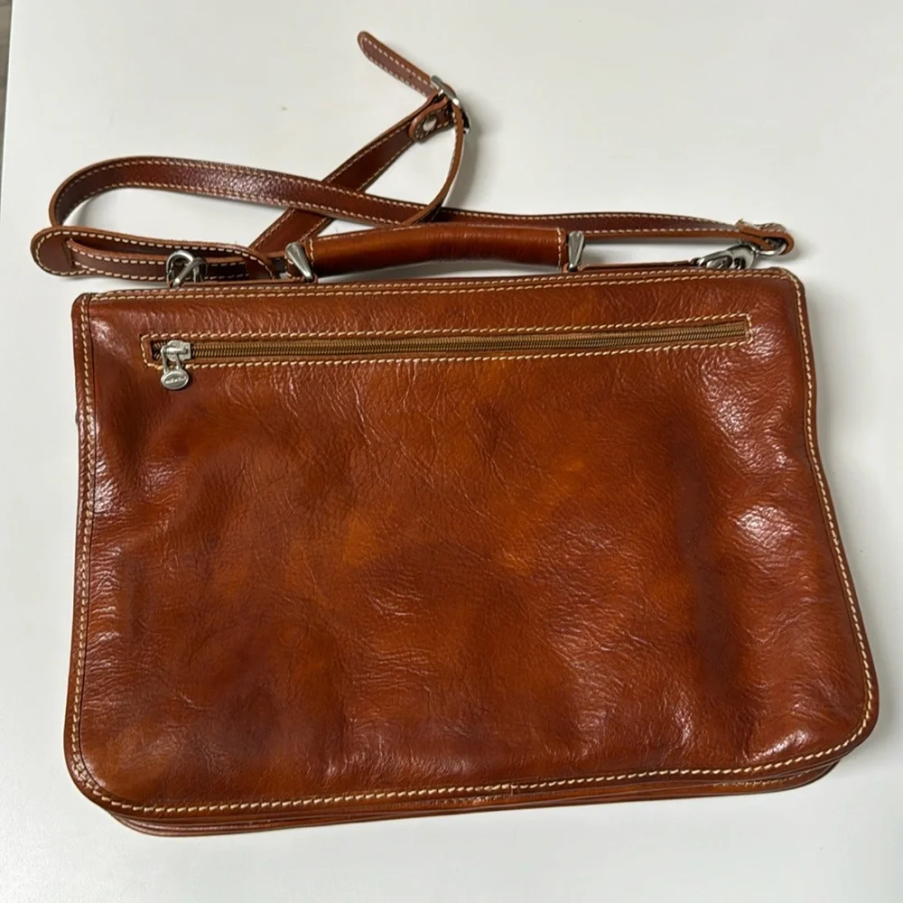 Manufactus Full Grain CalfSkin Italian Leather Slim Briefcase Brown Luxury